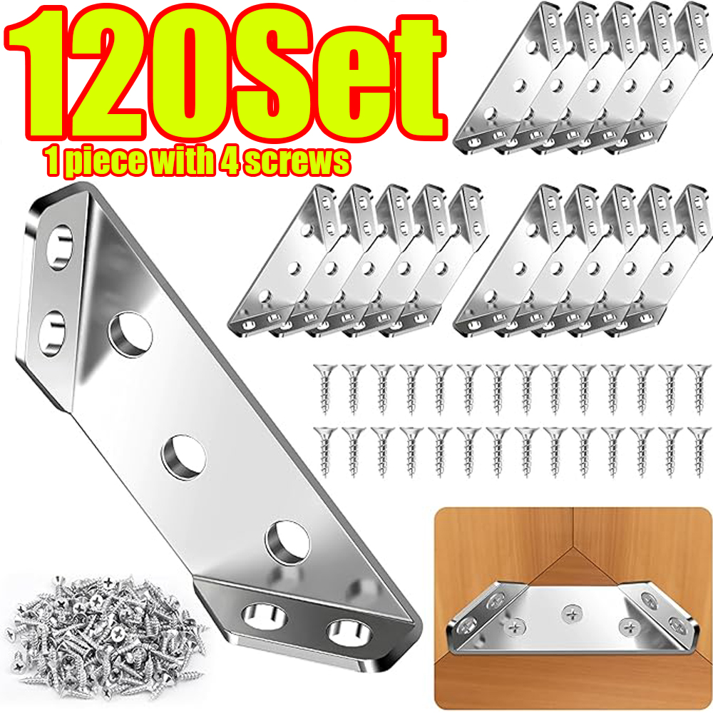 Woodworking Joint Types - 1-120Set Mobilya Köşe Konektörü Paslanmaz Çelik